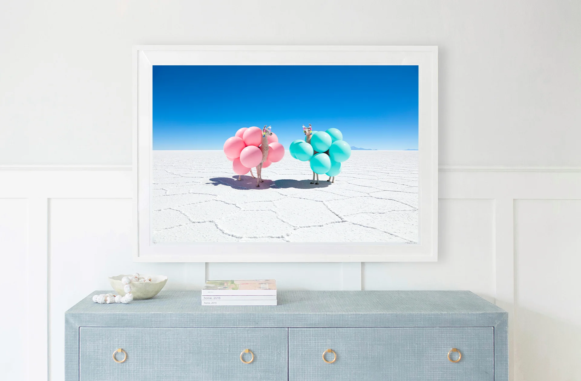 Two Llamas with Pink and Teal Balloons - Image 3